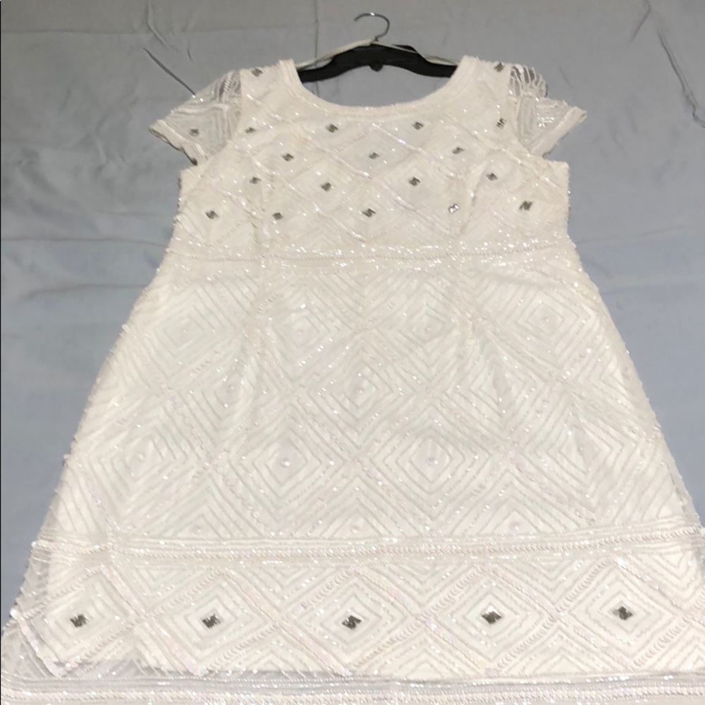 Adrianna Papell white beaded dress